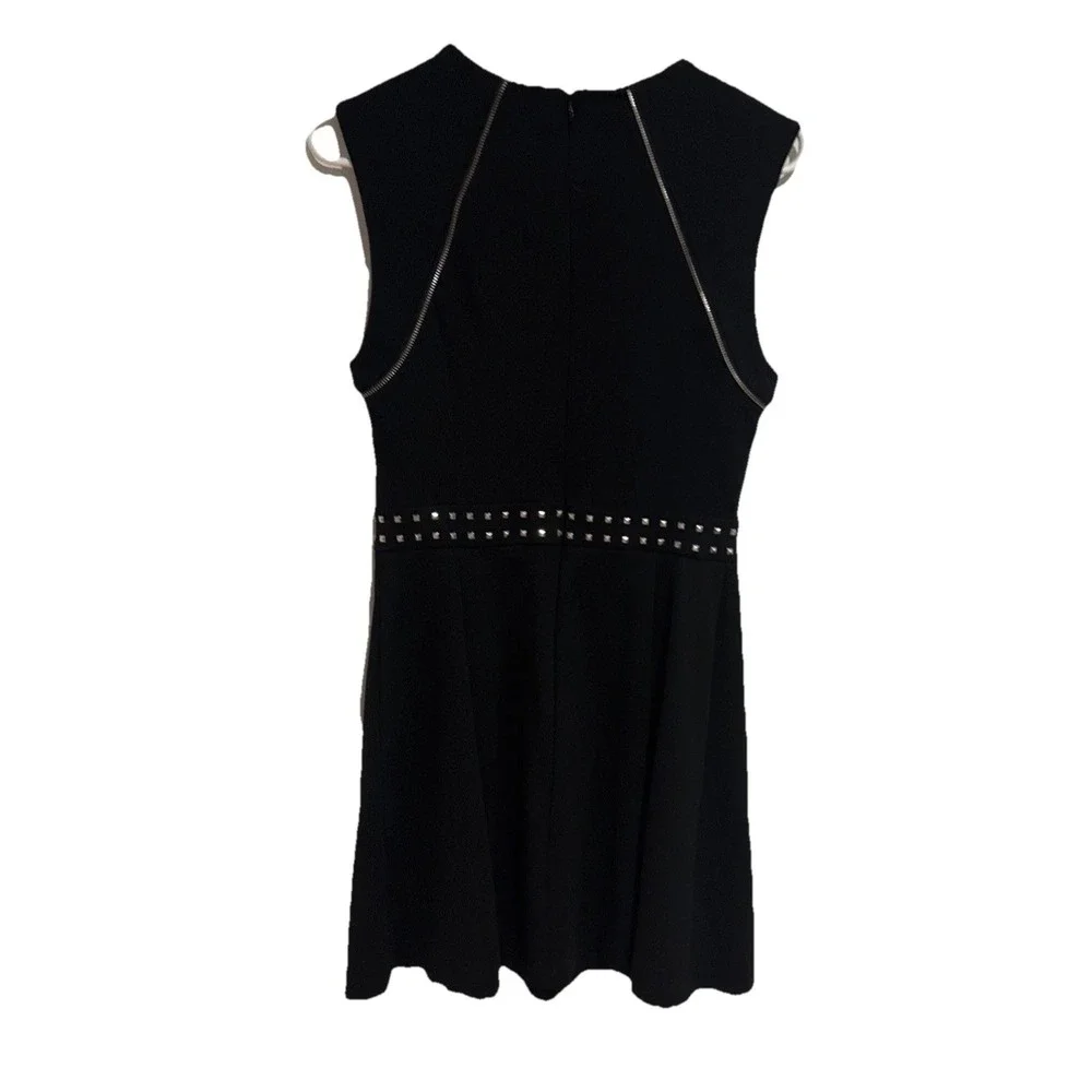 Michael Kors Womens Black Dress Medium Evening Work Studs Zippers‎ Sleeveless